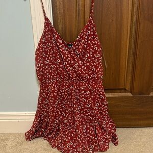 Red animal print romper